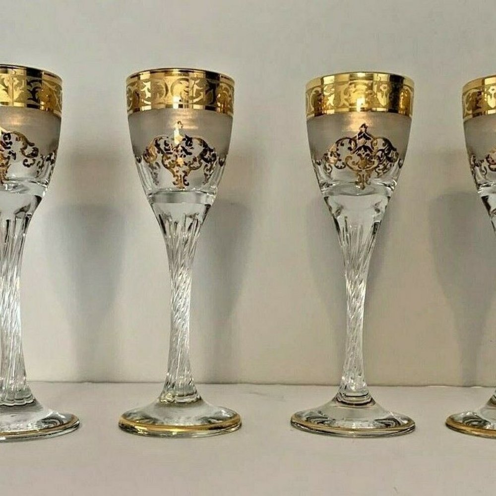 Gold Plated Liquor/Sherry Long Crystal Stem 50 Mg